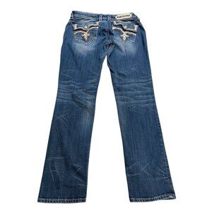 Rock Revival Lillian Skinny Straight Leg Embroidered Flap Pockets Jeans size 31